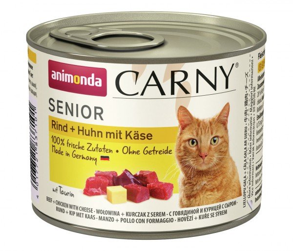 Sparpaket animonda Carny Senior Rind + Putenherzen 12 x 200g Dose Katzennassf…